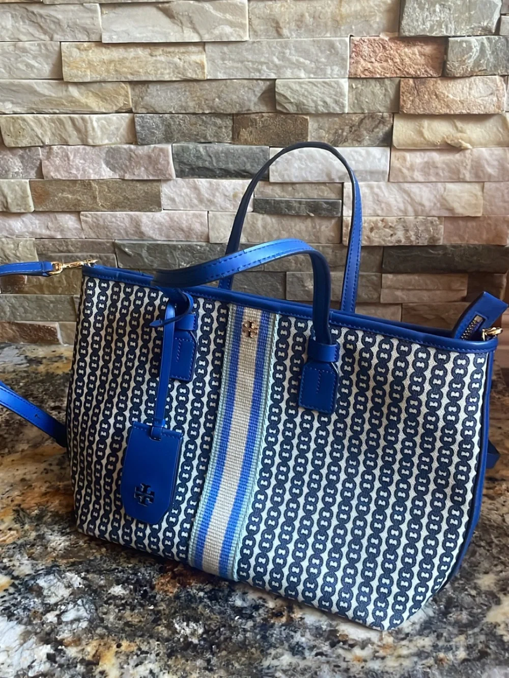 TORY BURCH blue large tote